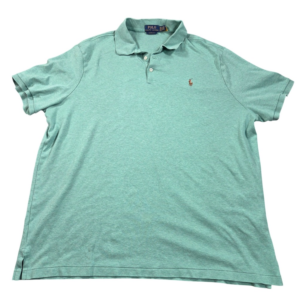 Polo Ralph Lauren Polo Shirt Mens XXL Green Classic Fit Short Sleeve Heathered